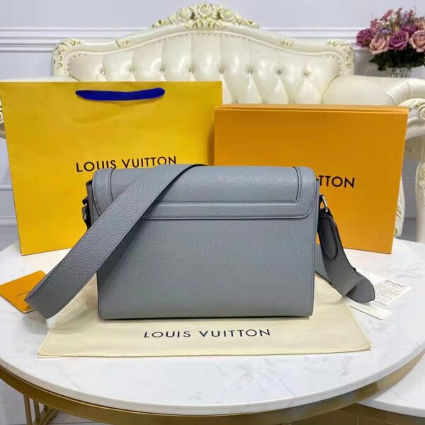 Louis Vuitton LV Unisex New Flap Messenger Grey Taiga Cowhide Leather (3)