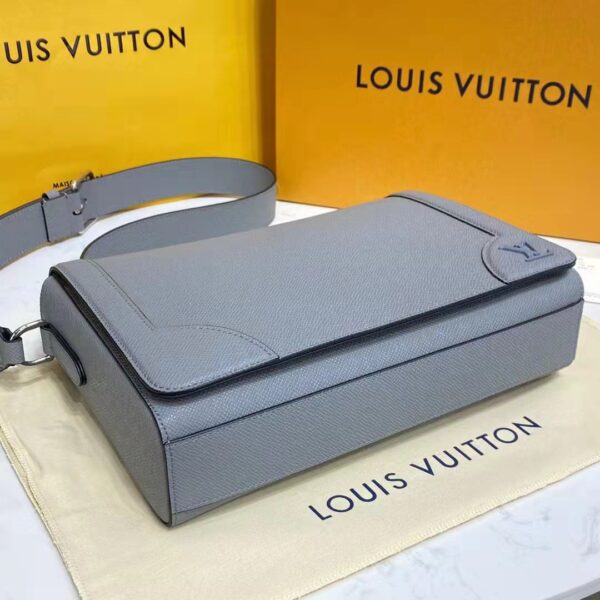 Louis Vuitton LV Unisex New Flap Messenger Grey Taiga Cowhide Leather (4)
