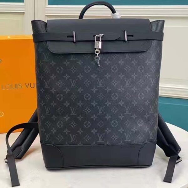 Louis Vuitton LV Unisex Steamer Backpack Black Monogram Eclipse Canvas (4)