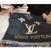 Louis Vuitton LV Unisex Studdy Reykjavik Scarf Black Cashmere Monogram (2)