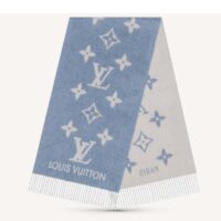 Louis Vuitton LV Unisex Studdy Reykjavik Scarf Denim Blue Allover Monogram Jacquard Weave (1)