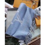 Louis Vuitton LV Unisex Studdy Reykjavik Scarf Denim Blue Allover Monogram Jacquard Weave - Image 6