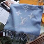 Louis Vuitton LV Unisex Studdy Reykjavik Scarf Denim Blue Allover Monogram Jacquard Weave - Image 4