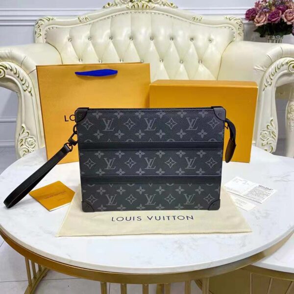 Louis Vuitton LV Unisex Trunk Pouch Black Monogram Eclipse Canvas Leather (1)