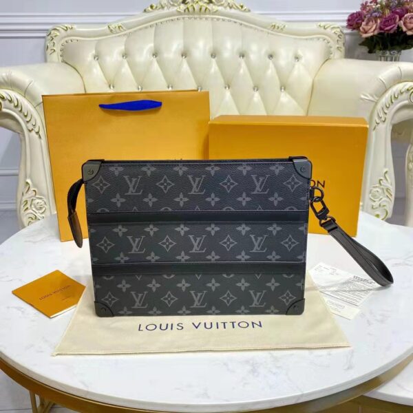 Louis Vuitton LV Unisex Trunk Pouch Black Monogram Eclipse Canvas Leather (5)