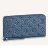 Louis Vuitton LV Unisex Zippy Wallet Navy Nacre Embossed Grained Cowhide Leather