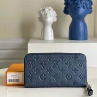 Louis Vuitton LV Unisex Zippy Wallet Navy Nacre Embossed Grained Cowhide Leather (2)