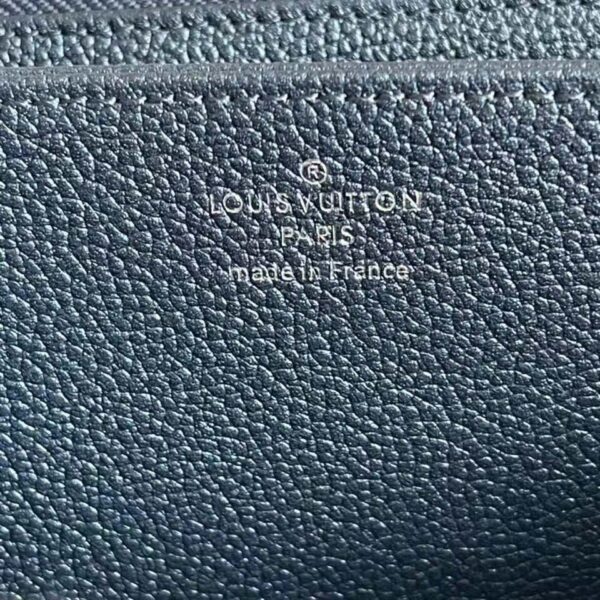 Louis Vuitton LV Unisex Zippy Wallet Navy Nacre Embossed Grained Cowhide Leather (6)