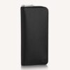 Louis Vuitton LV Unisex Zippy Wallet Vertical Taiga Black Cowhide Leather