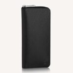 Louis Vuitton LV Unisex Zippy Wallet Vertical Taiga Black Cowhide Leather