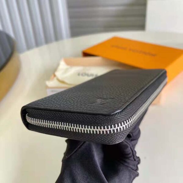 Louis Vuitton LV Unisex Zippy Wallet Vertical Taiga Black Cowhide Leather (3)