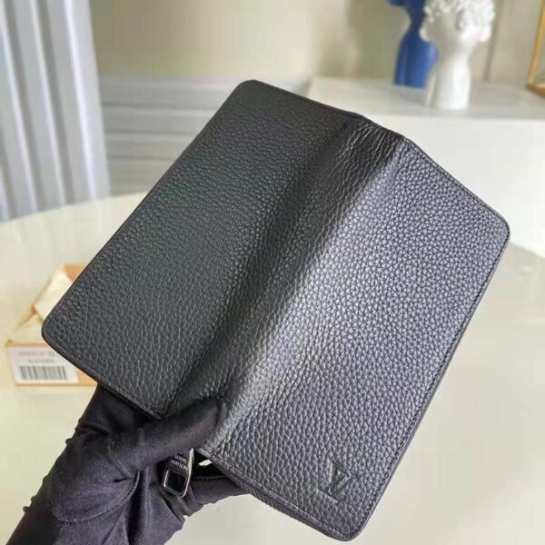 Louis Vuitton LV Unisex Zippy Wallet Vertical Taiga Black Cowhide Leather (4)