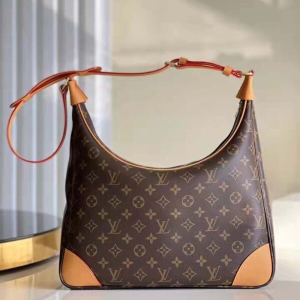 Louis Vuitton LV Women Boulogne Handbag Beige Brown Monogram Coated Canvas