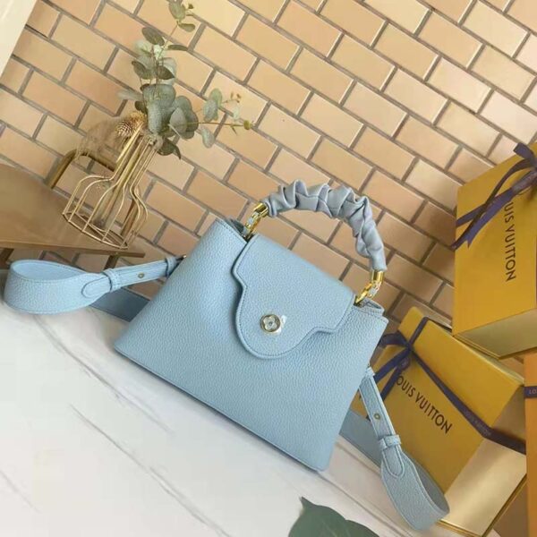 Louis Vuitton LV Women Capucines BB Handbag Dusk Blue Taurillon Calfskin (6)