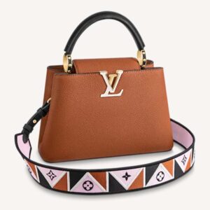 Louis Vuitton LV Women Capucines BB Handbag Gold Noir Taurillon Leather