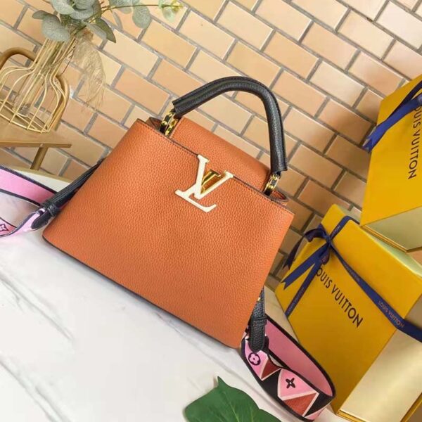 Louis Vuitton LV Women Capucines BB Handbag Gold Noir Taurillon Leather (3)