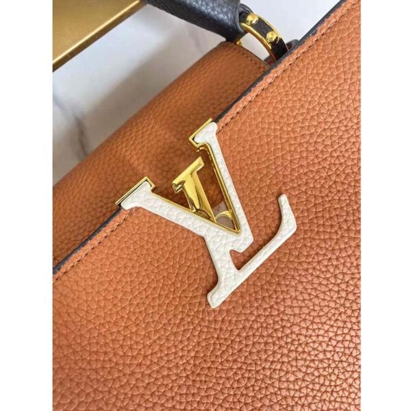 Louis Vuitton LV Women Capucines BB Handbag Gold Noir Taurillon Leather (7)