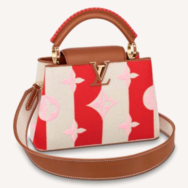 Louis Vuitton LV Women Capucines BB Handbag Red Calfskin Canvas
