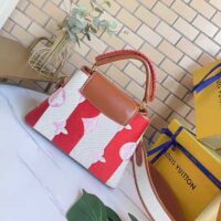Louis Vuitton LV Women Capucines BB Handbag Red Calfskin Canvas