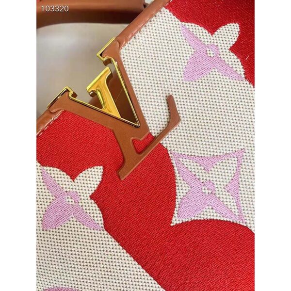 Louis Vuitton LV Women Capucines BB Handbag Red Calfskin Canvas (5)