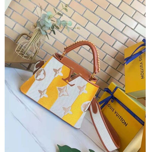 Louis Vuitton LV Women Capucines BB Handbag Yellow Calfskin Canvas (1)