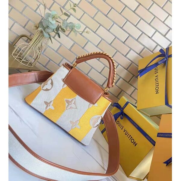 Louis Vuitton LV Women Capucines BB Handbag Yellow Calfskin Canvas (3)