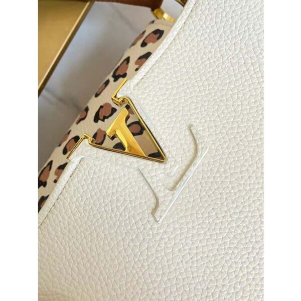 Louis Vuitton LV Women Capucines MM Handbag Cream Taurillon Leather (11)
