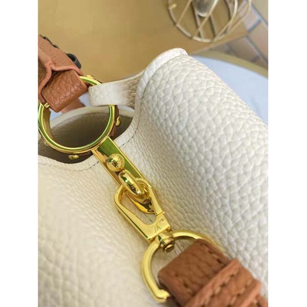 Louis Vuitton LV Women Capucines MM Handbag Cream Taurillon Leather (12)