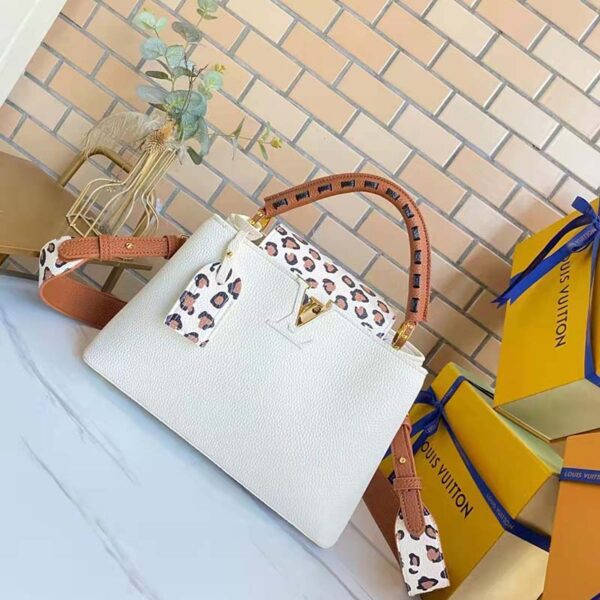 Louis Vuitton LV Women Capucines MM Handbag Cream Taurillon Leather (4)