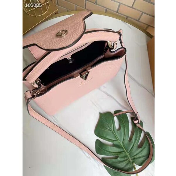Louis Vuitton LV Women Capucines MM Handbag Magnolia Pink Taurillon Leather (10)
