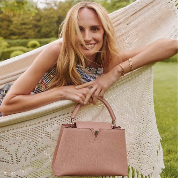 Louis Vuitton LV Women Capucines MM Handbag Magnolia Pink Taurillon Leather (4)