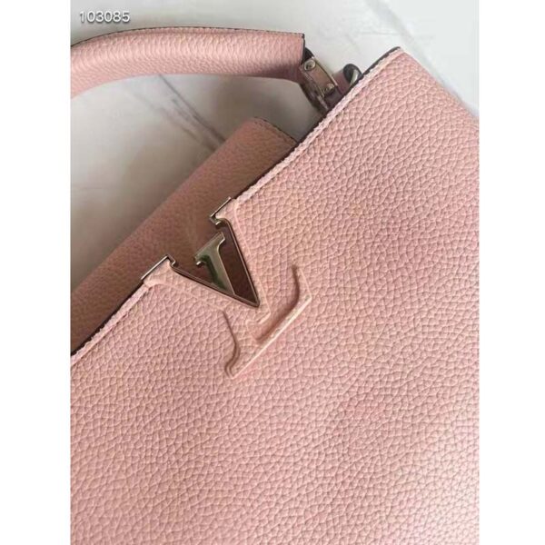 Louis Vuitton LV Women Capucines MM Handbag Magnolia Pink Taurillon Leather (7)