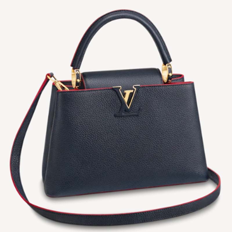 Louis Vuitton LV Women Capucines MM Handbag Navy Blue Red