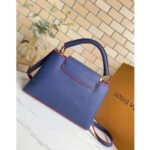 Louis Vuitton LV Women Capucines MM Handbag Navy Blue Red Taurillon Leather – Bild 4