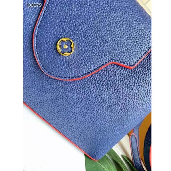 Louis Vuitton LV Women Capucines MM Handbag Navy Blue Red Taurillon Leather (8)