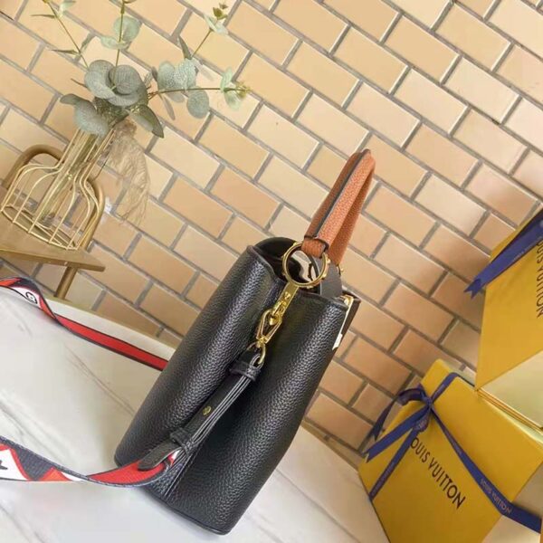 Louis Vuitton LV Women Capucines MM Handbag Noir Black Rouge Taurillon Leather (3)