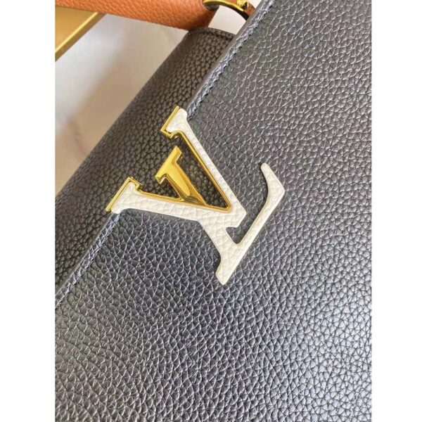 Louis Vuitton LV Women Capucines MM Handbag Noir Black Rouge Taurillon Leather (6)