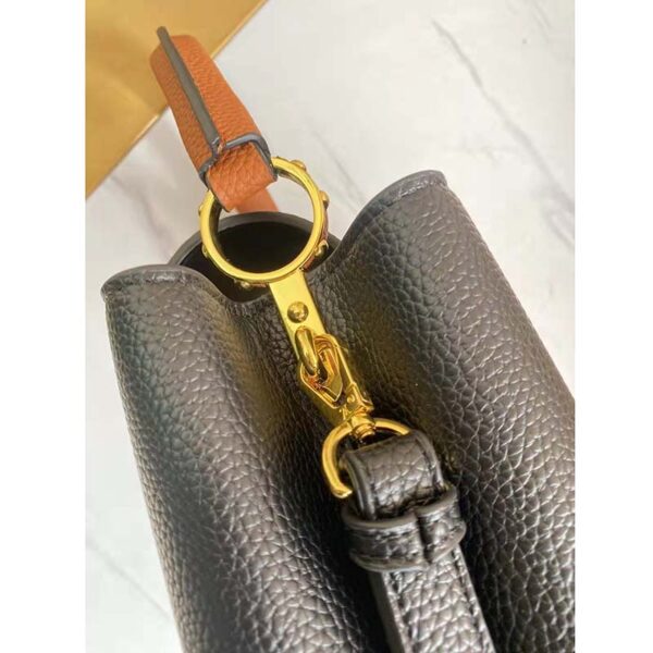 Louis Vuitton LV Women Capucines MM Handbag Noir Black Rouge Taurillon Leather (7)
