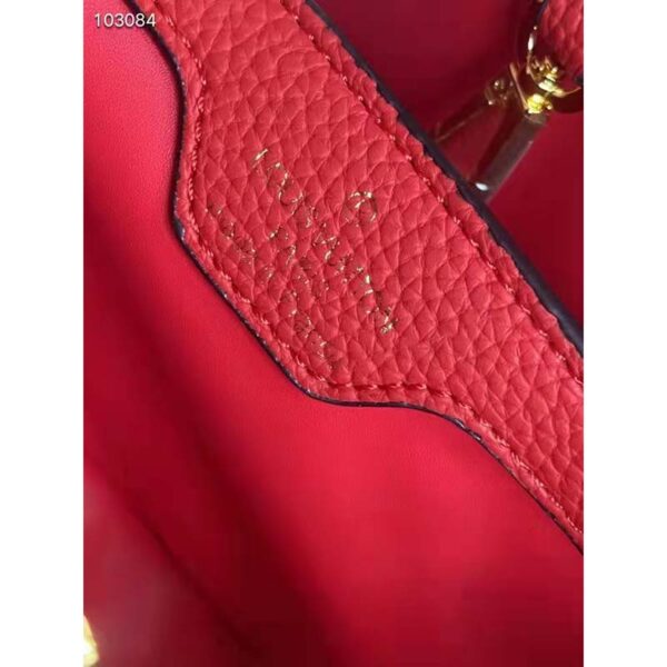 Louis Vuitton LV Women Capucines MM Handbag Scarlet Red Taurillon Leather (10)