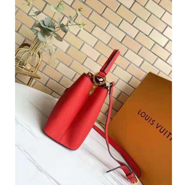 Louis Vuitton LV Women Capucines MM Handbag Scarlet Red Taurillon Leather (3)