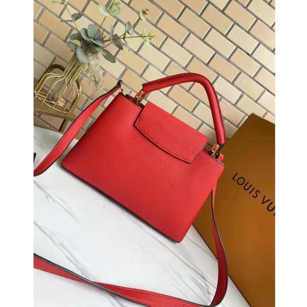 Louis Vuitton LV Women Capucines MM Handbag Scarlet Red Taurillon Leather (4)