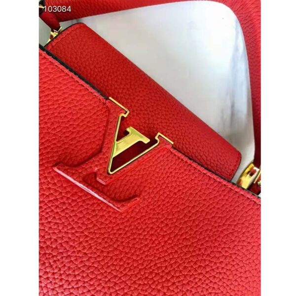 Louis Vuitton LV Women Capucines MM Handbag Scarlet Red Taurillon Leather (6)