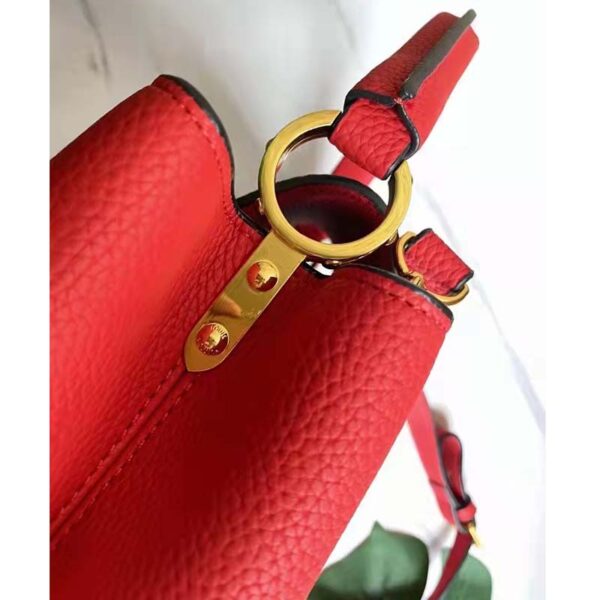 Louis Vuitton LV Women Capucines MM Handbag Scarlet Red Taurillon Leather (7)