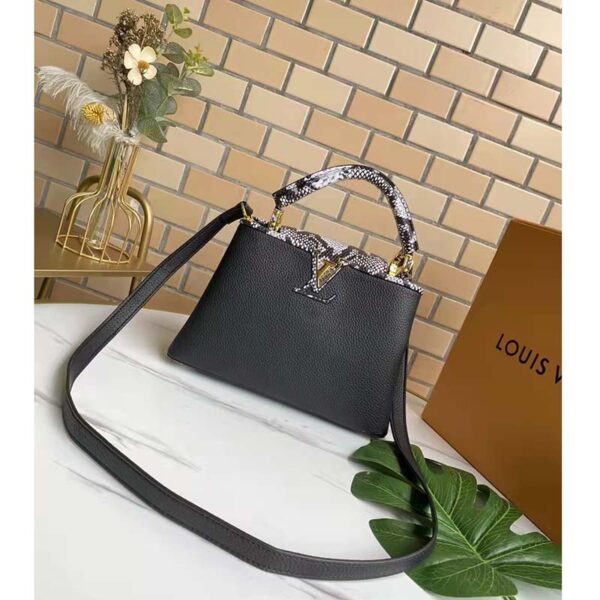 Louis Vuitton LV Women Capucines Mini Handbag Black Taurillon Leather Python Skin (1)