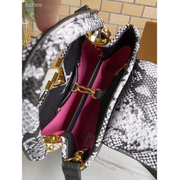 Louis Vuitton LV Women Capucines Mini Handbag Black Taurillon Leather Python Skin (10)