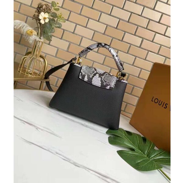 Louis Vuitton LV Women Capucines Mini Handbag Black Taurillon Leather Python Skin (5)