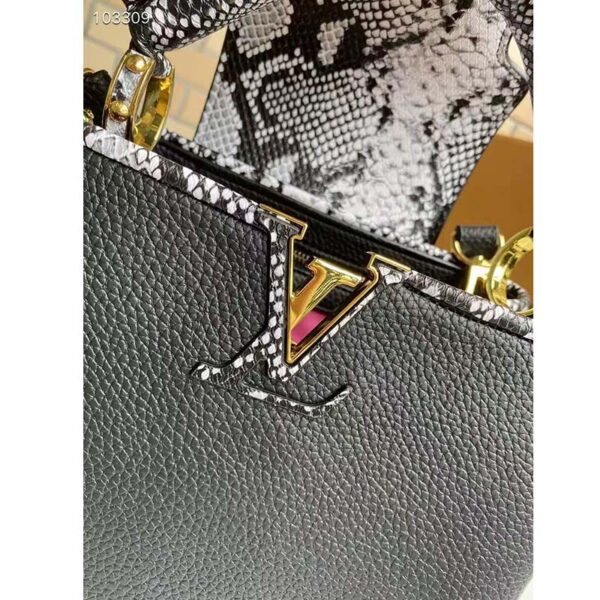 Louis Vuitton LV Women Capucines Mini Handbag Black Taurillon Leather Python Skin (7)