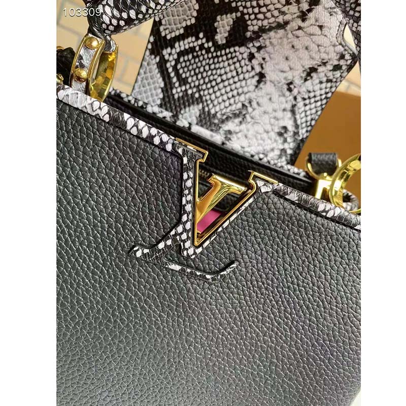 LOUIS VUITTON Handbag N91659 Capsine MM Taurillon Clemence/Python Blac –
