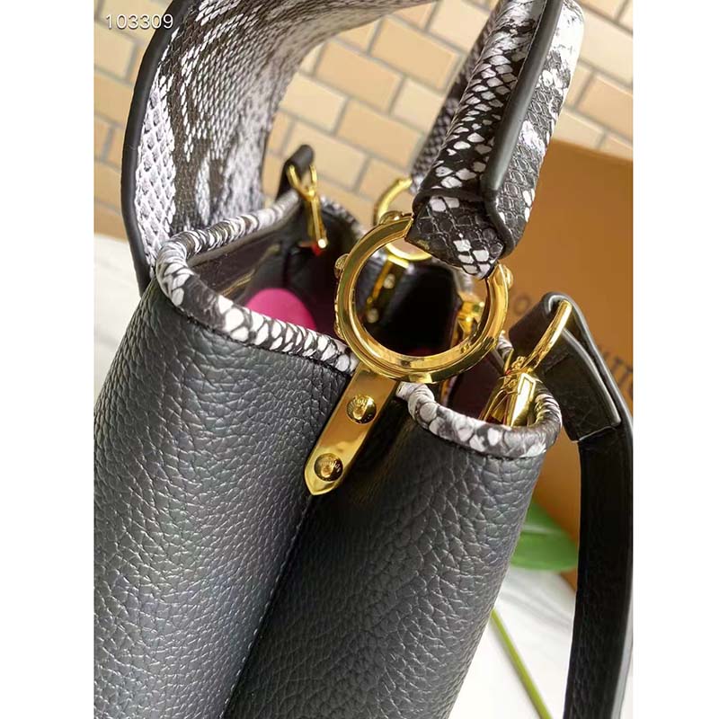 Louis Vuitton Mini Python-Trimmed Taurillon Capucines w/ Strap - Black  Handle Bags, Handbags - LOU755780