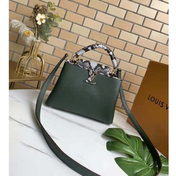 Louis Vuitton LV Women Capucines Mini Handbag Green Taurillon Leather Python Skin (2)